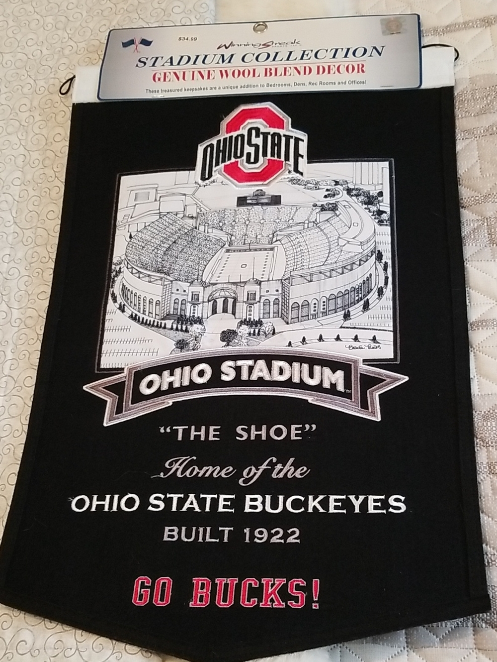 Stadium Black Wool Blend Decorative Banner